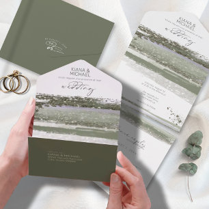 Abstract Paint Strokes Wedding ID886 All In One Invitation