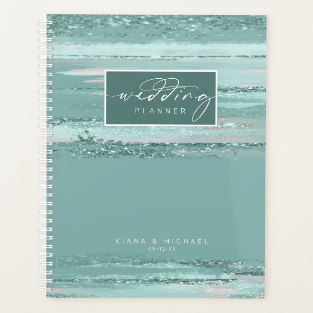 Abstract Paint Strokes Wedding Teal ID886 Planner (Front)