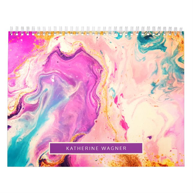 Abstract Paint Swirl Inspirational Quotes Monogram Calendar (Cover)