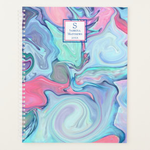 Abstract Paint Swirl Multicolor Planner