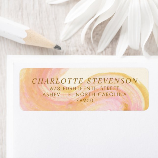 Abstract Paint Swirl Pink Yellow Return Address (Insitu)