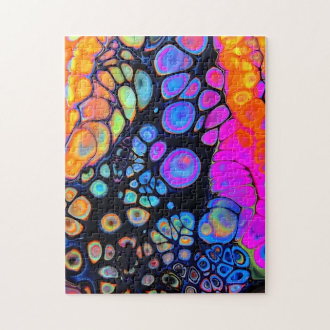 abstract paint swirls rainbow mixed psychedelic jigsaw puzzle (Vertical)