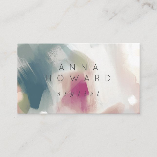 Abstract Paintbrush Stroke Fine Art Business Card (Front)