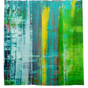 Abstract painted canvas. Oil paints on a palette. Shower Curtain