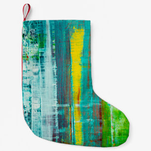 Abstract painted canvas. Oil paints on a palette. Small Christmas Stocking