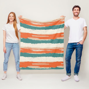 Abstract Painted Distressed Stripes Terracotta Fleece Blanket