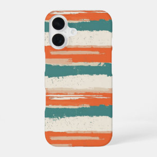 Abstract Painted Distressed Stripes Terracotta iPhone 16 Case