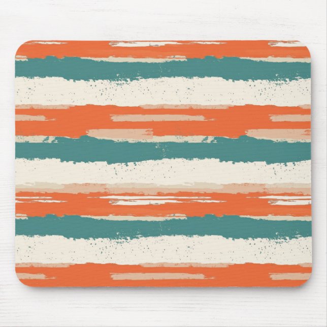 Abstract Painted Distressed Stripes Terracotta Mouse Mat (Front)