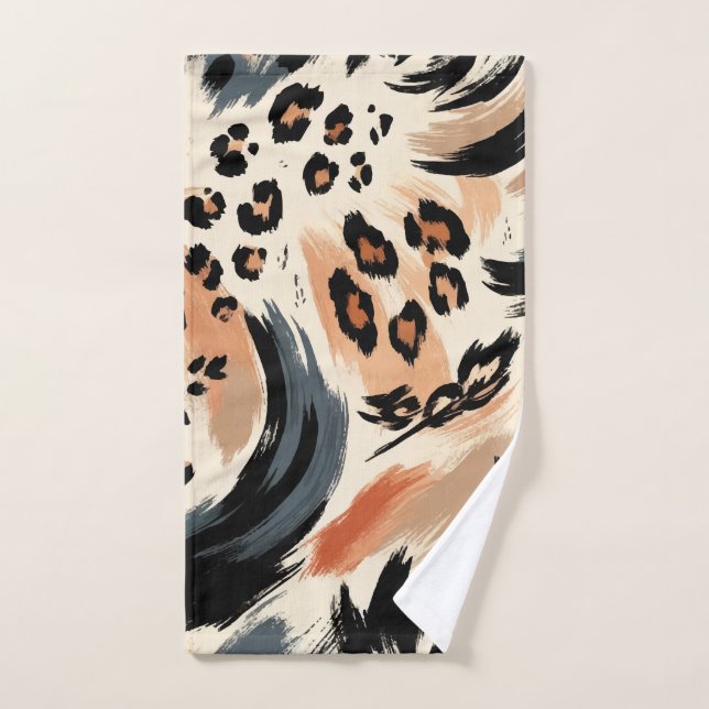 Abstract Painted Exotic Animal Print Leopard  Bath Towel Set (Hand Towel)