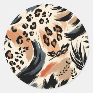 Abstract Painted Exotic Animal Print Leopard  Classic Round Sticker