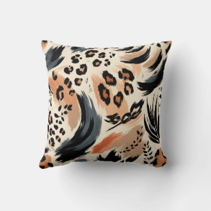 Abstract Painted Exotic Animal Print Leopard Cushion