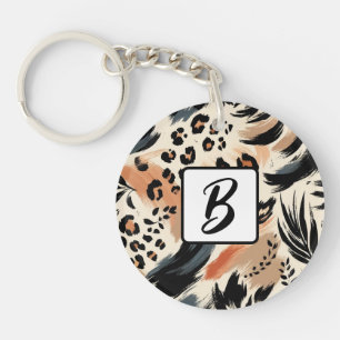 Abstract Painted Exotic Animal Print Leopard  Key Ring