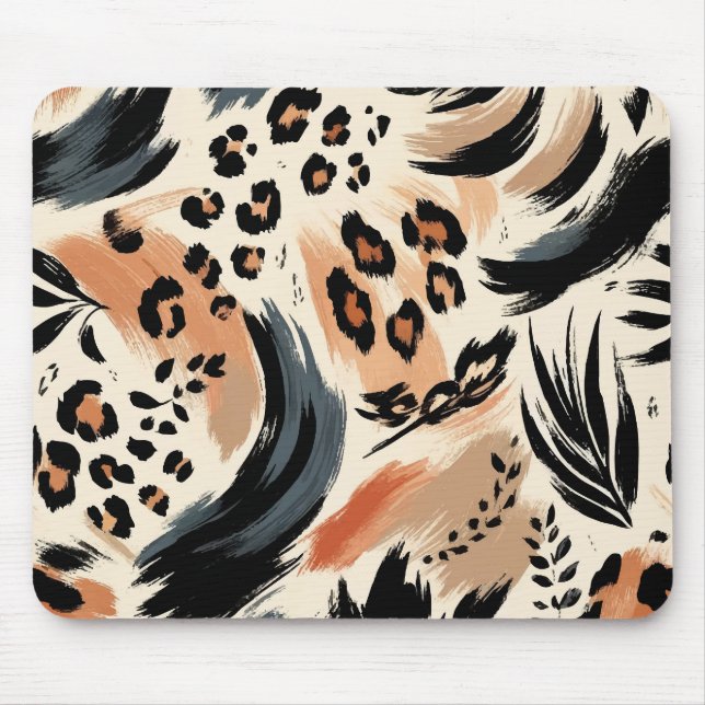 Abstract Painted Exotic Animal Print Leopard  Mouse Mat (Front)
