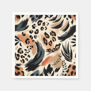 Abstract Painted Exotic Animal Print Leopard Napkin