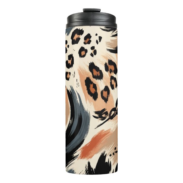 Abstract Painted Exotic Animal Print Leopard  Thermal Tumbler (Front)