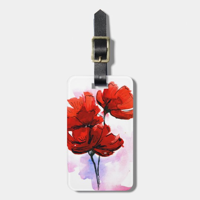 Abstract painted floral background 2 luggage tag (Front Vertical)
