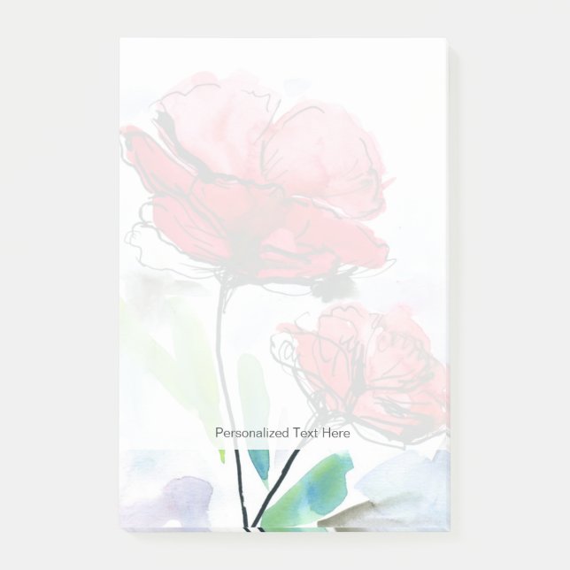 Abstract painted floral background post-it notes (Front)
