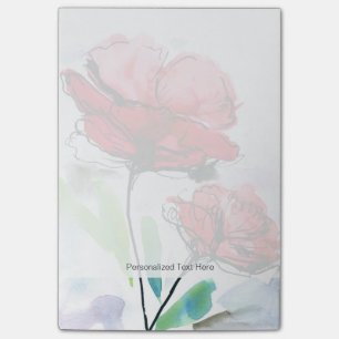 Abstract painted floral background post-it notes