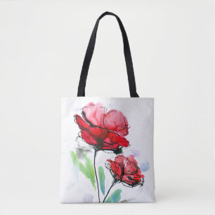 Abstract painted floral background tote bag