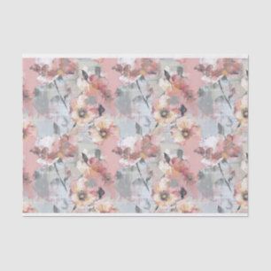 Abstract Painted Floral Pink and Gray Pattern Tissue Paper