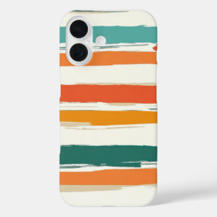 Abstract Painted Horizontal Brush Stripes Boho iPhone 16 Case