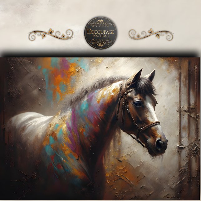 Abstract Painted Horse Portrait Decoupage Tissue Paper (Abstract Painted Horse Portrait Decoupage Tissue Paper)