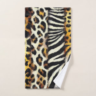 Abstract Painted Mixed Wild Animal Print Bath Towel Set