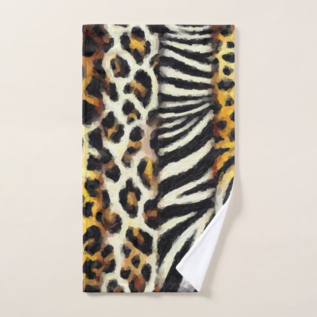 Abstract Painted Mixed Wild Animal Print Bath Towel Set (Hand Towel)