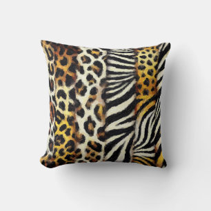 Abstract Painted Mixed Wild Animal Print Cushion