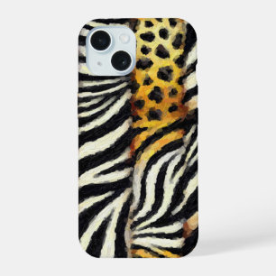 Abstract Painted Mixed Wild Animal Print iPhone 15 Case