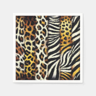 Abstract Painted Mixed Wild Animal Print Napkin