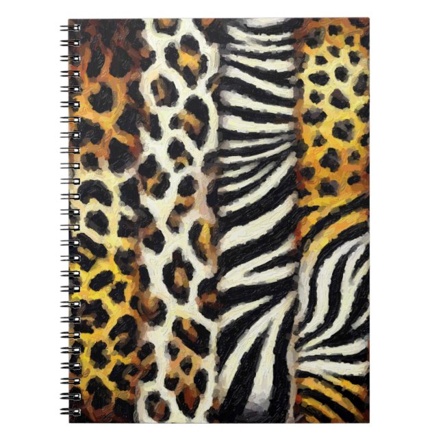 Abstract Painted Mixed Wild Animal Print Notebook (Front)