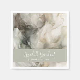 Abstract Painted Modern Sage Green Wedding Napkin