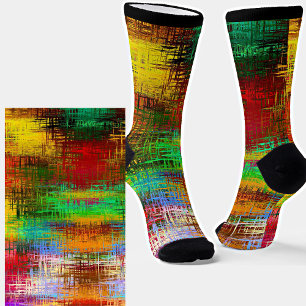Abstract Painted Multicolor Stripes Socks