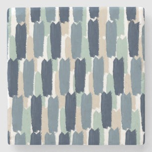 Abstract Painted Stripe Coastal Spa Stone Coaster