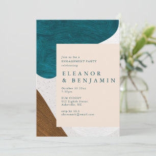Abstract Painted Teal Bronze Engagement Party Invitation