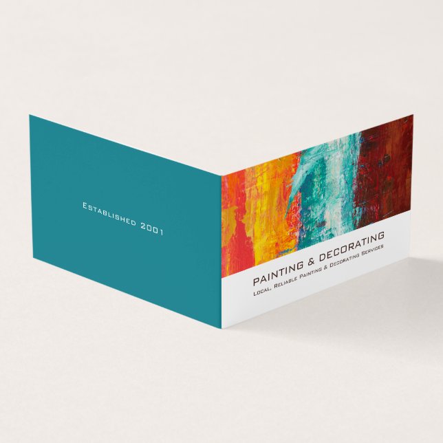 Abstract Painted Wall, Painter & Decorator Photo Business Card (Outside)