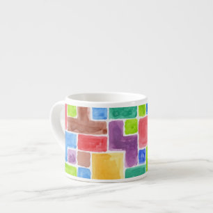 Abstract painted watercolor background. 2 espresso cup