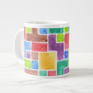 Abstract painted watercolor background. 2 large coffee mug
