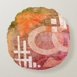 Abstract painting, abstract, vintage, old, red round cushion