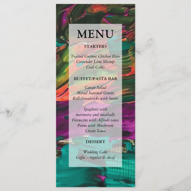 Abstract Painting Acrylic Menu Card (Front)