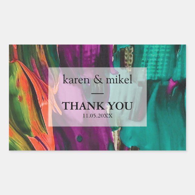 Abstract Painting Acrylic Wedding Rectangular Sticker (Front)