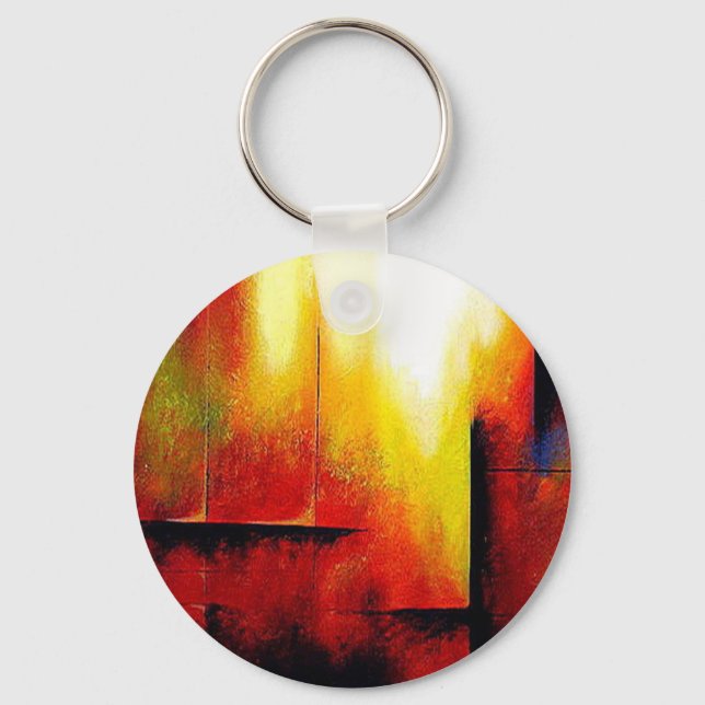 Abstract Painting by Hizli Key Ring (Front)
