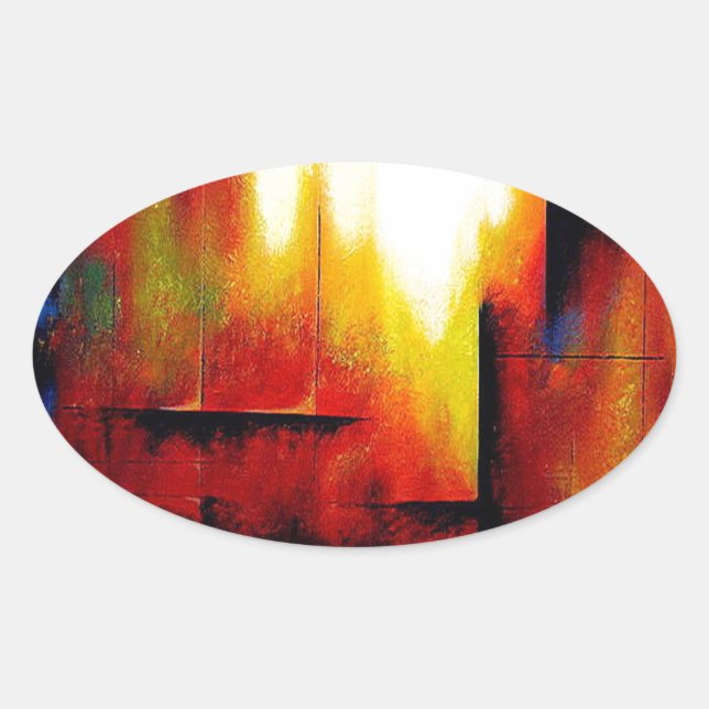 Abstract Painting by Hizli Oval Sticker (Front)