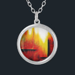 Abstract Painting by Hizli Silver Plated Necklace<br><div class="desc">Abstract Painting in red,  yellow and black by Serdar Hizli</div>