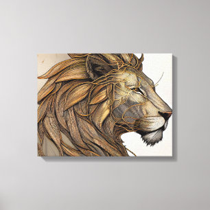Abstract painting canvas  of a majestic lion print