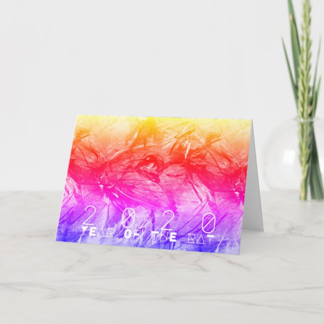 Abstract Painting Chinese Rat Year Birthday GC Card (Front)
