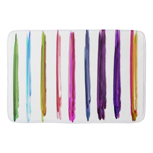 Abstract Painting Colorful Paint Brush Strokes Bath Mat (Front)