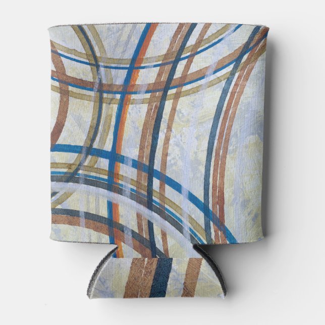 Abstract Painting: Coloured Arcs Concentric Can Cooler (Front)