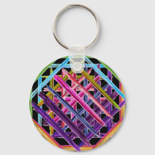 Abstract Painting Colourful Paint Brush Strokes Key Ring